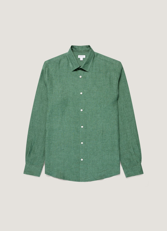 Mens Linen Shirt In Bright Green Msht2106 Gnjc