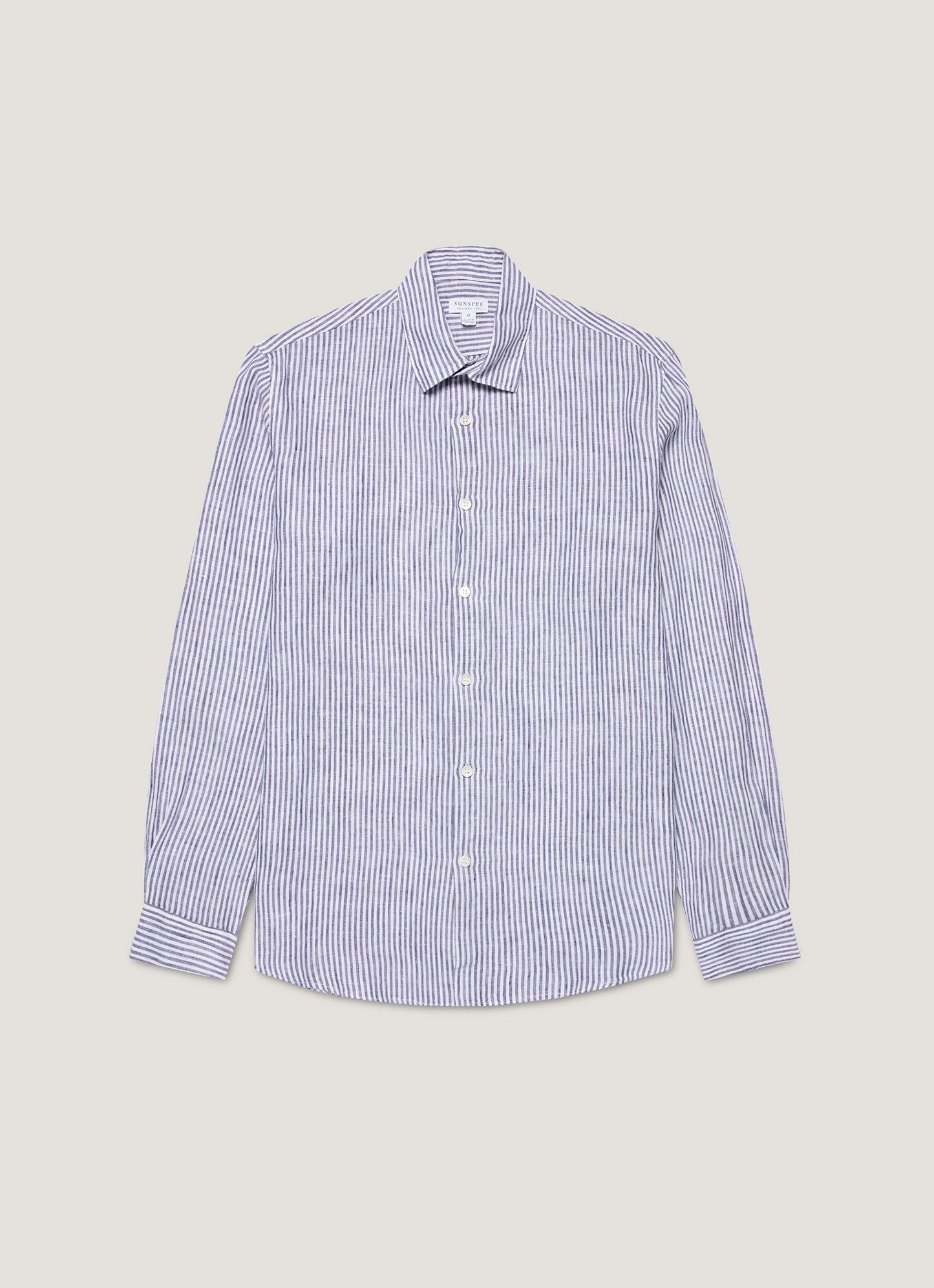Men S Linen Long Sleeve Shirt In Navy White Linen Stripe Msht2061 Stib