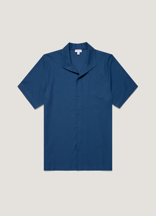 Mens Short Sleeve Textured Jersey Shirt In Soft Denim Msht2109 Buwc