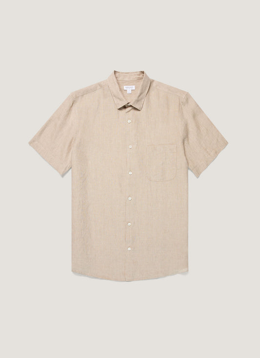 Mens Short Sleeve Linen Shirt In Hazelwood Msht2119 Brgt