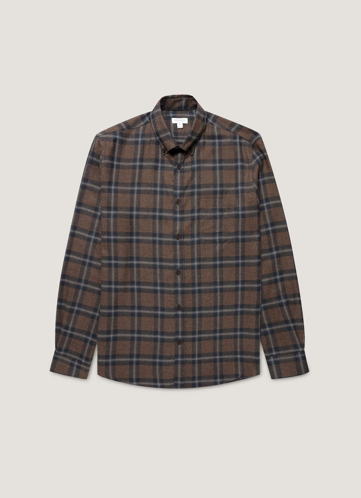 Mens Button Down Flannel Shirt In Bark Check Msht2131C Brgg