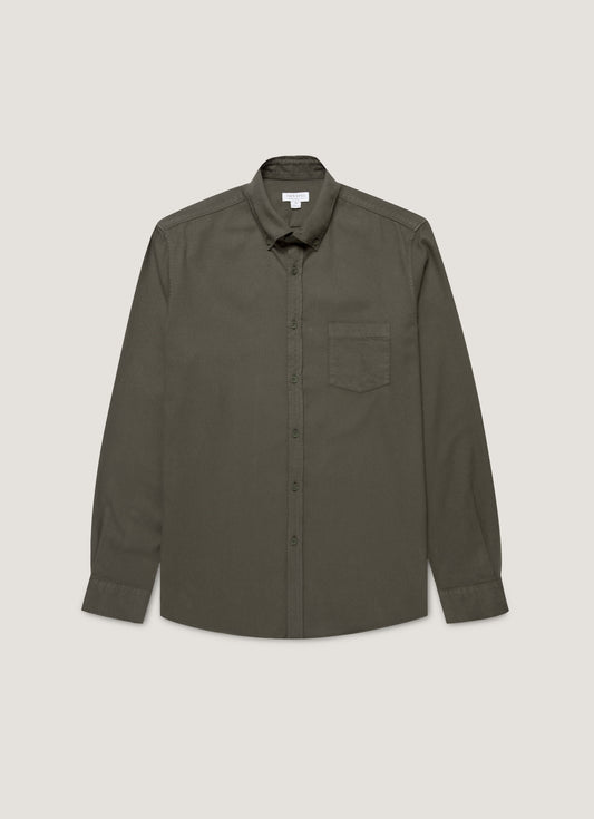 Mens Button Down Flannel Shirt In Dark Green Msht2132 Gnin