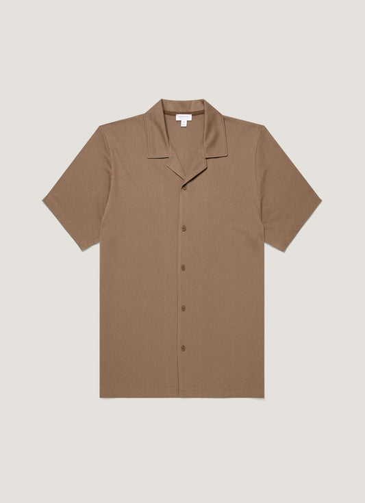 Mens Riviera Camp Collar Shirt In Dark Cedar Msht2147 Brgr