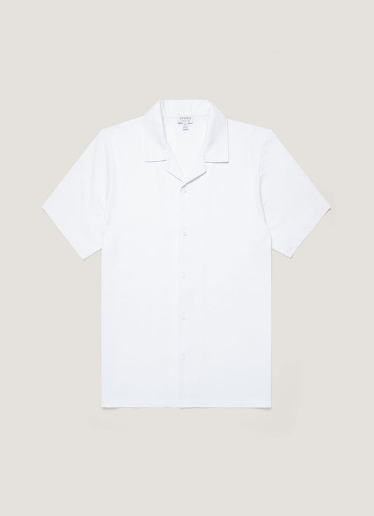 Mens Riviera Camp Collar Shirt In White Msht2147 Whaa