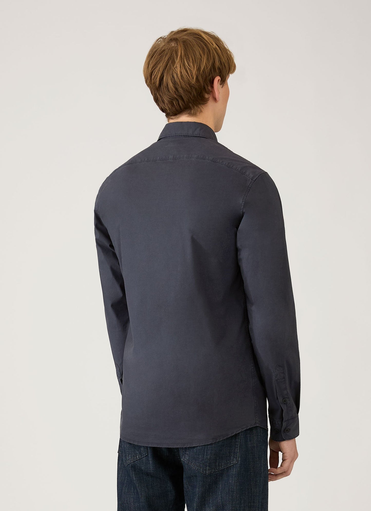 Mens Button Down Poplin Shirt In Navy Msht2148 Buaa