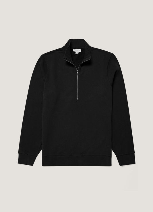 Mens Half Zip Loopback Sweatshirt In Black