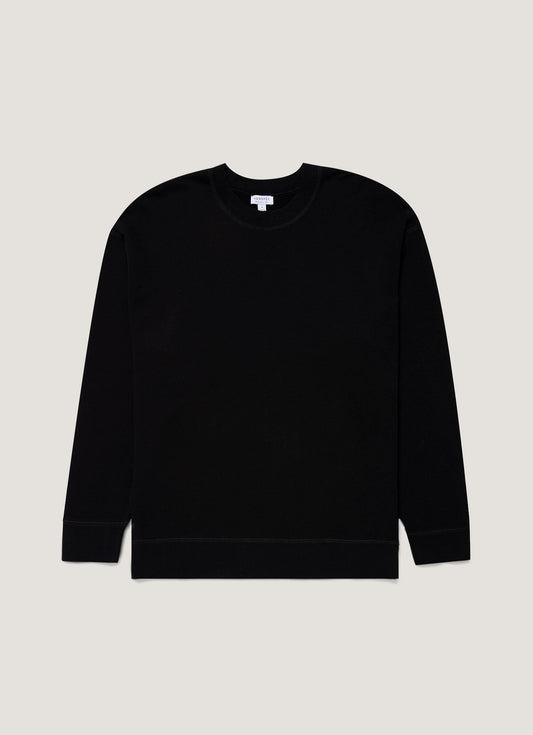 Mens Oversized Loopback Sweatshirt In Black Mswe1586 Bkaa