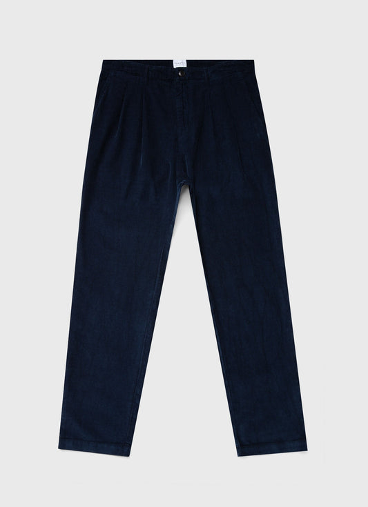 Mens Double Pleat Corduroy Trouser In Navy Mtrs3072 Buaa