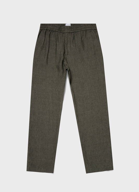 Mens Linen Drawstring Trouser In Light Khaki Mtrs3092 Gnht