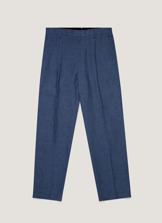 Mens Pleated Linen Trouser In Light Navy Mtrs3115 Buaf