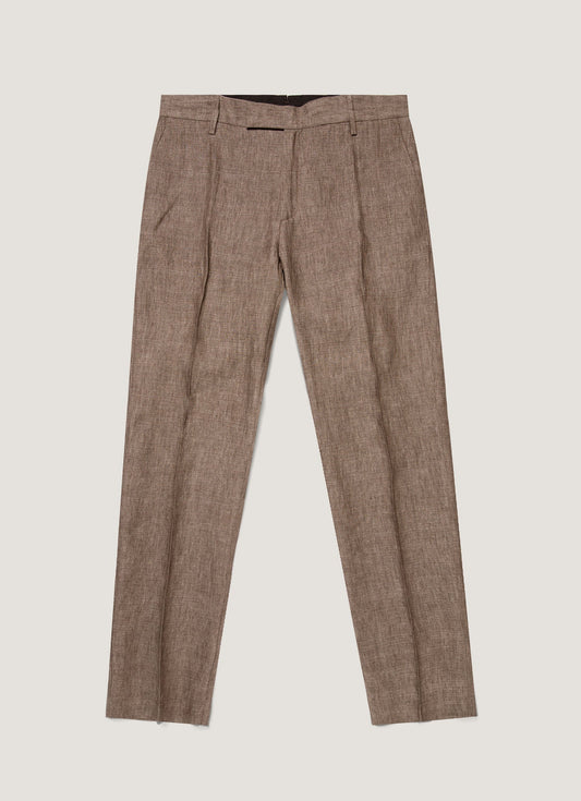 Mens Linen Trouser In Dark Walnut Mtrs3130 Brgw
