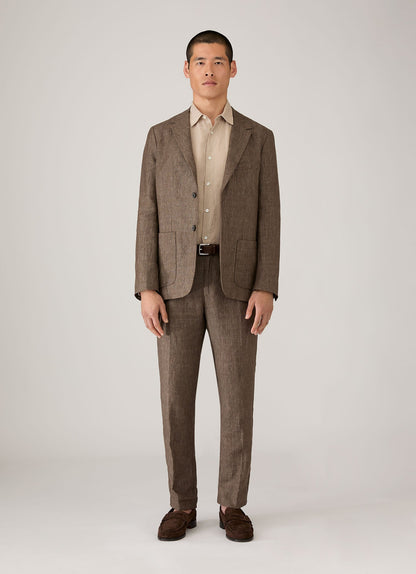 Mens Linen Trouser In Dark Walnut Mtrs3130 Brgw