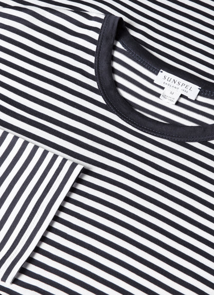 Men's Classic Long Sleeve T-shirt in Navy/White English Stripe