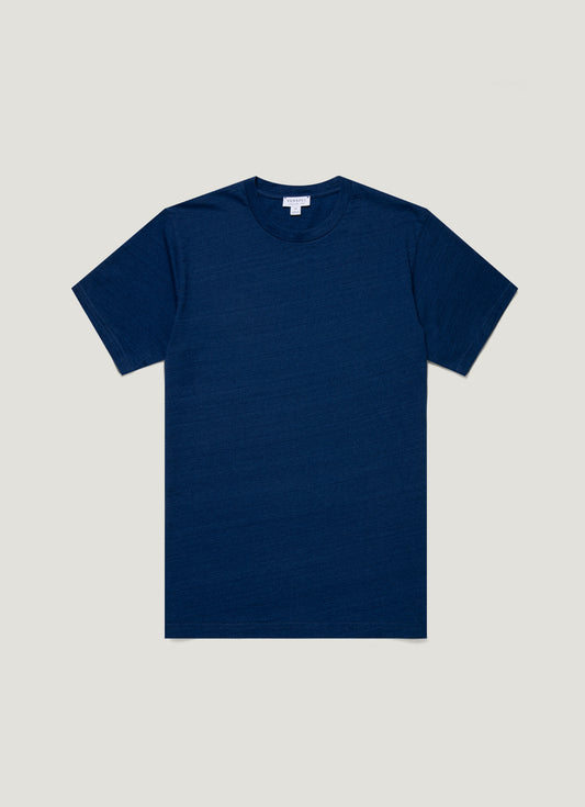 Mens Indigo Dyed Cotton Riviera T Shirt In Real Indigo