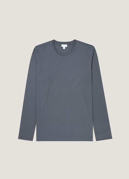 Mens Long Sleeve Riviera Midweight Tshirt In Slate Blue Mtsh0136R Buua