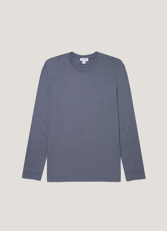 Mens Long Sleeve Riviera Midweight Tshirt In Slate Blue Mtsh0136S Buua