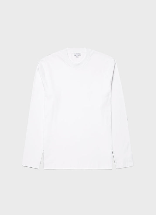 Mens Carbon Brushed Long Sleeve T Shirt In White Mtsh0137 Whaa