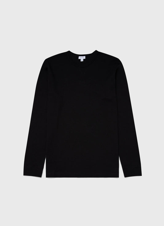 Mens Long Sleeve Waffle Tshirt In Black Mtsh0161 Bkaa