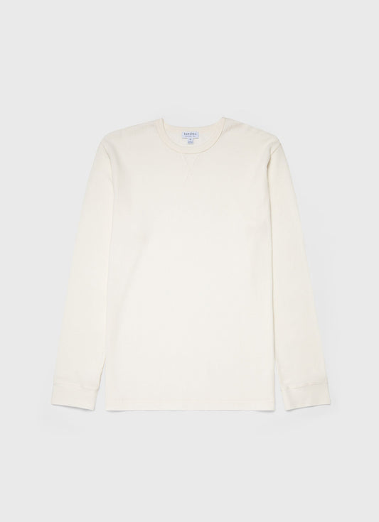 Mens Long Sleeve Waffle Tshirt In Ecru Mtsh0161 Whcr