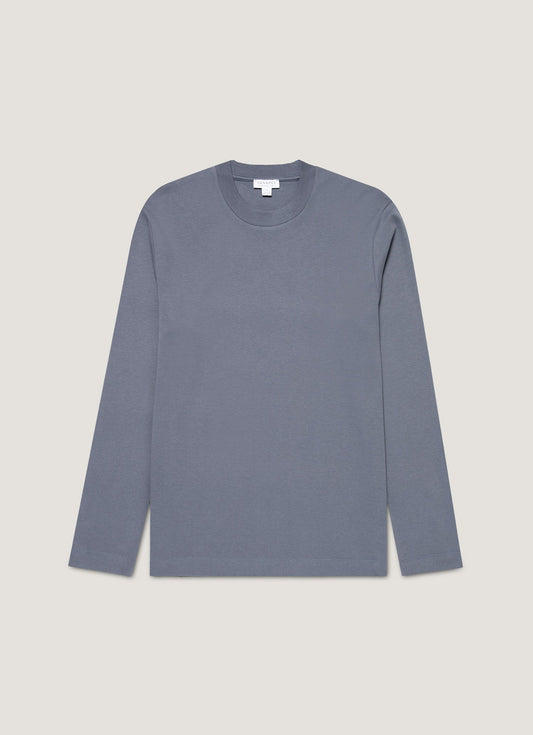 Mens Long Sleeve Heavyweight Tshirt In Slate Blue Mtsh0182 Buua
