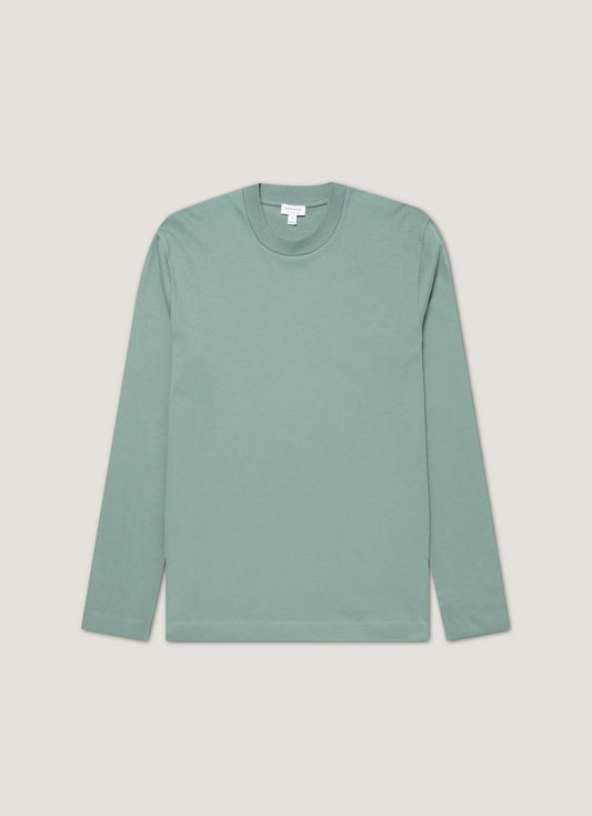 Mens Long Sleeve Heavyweight Tshirt In Steel Green Mtsh0182 Gniu