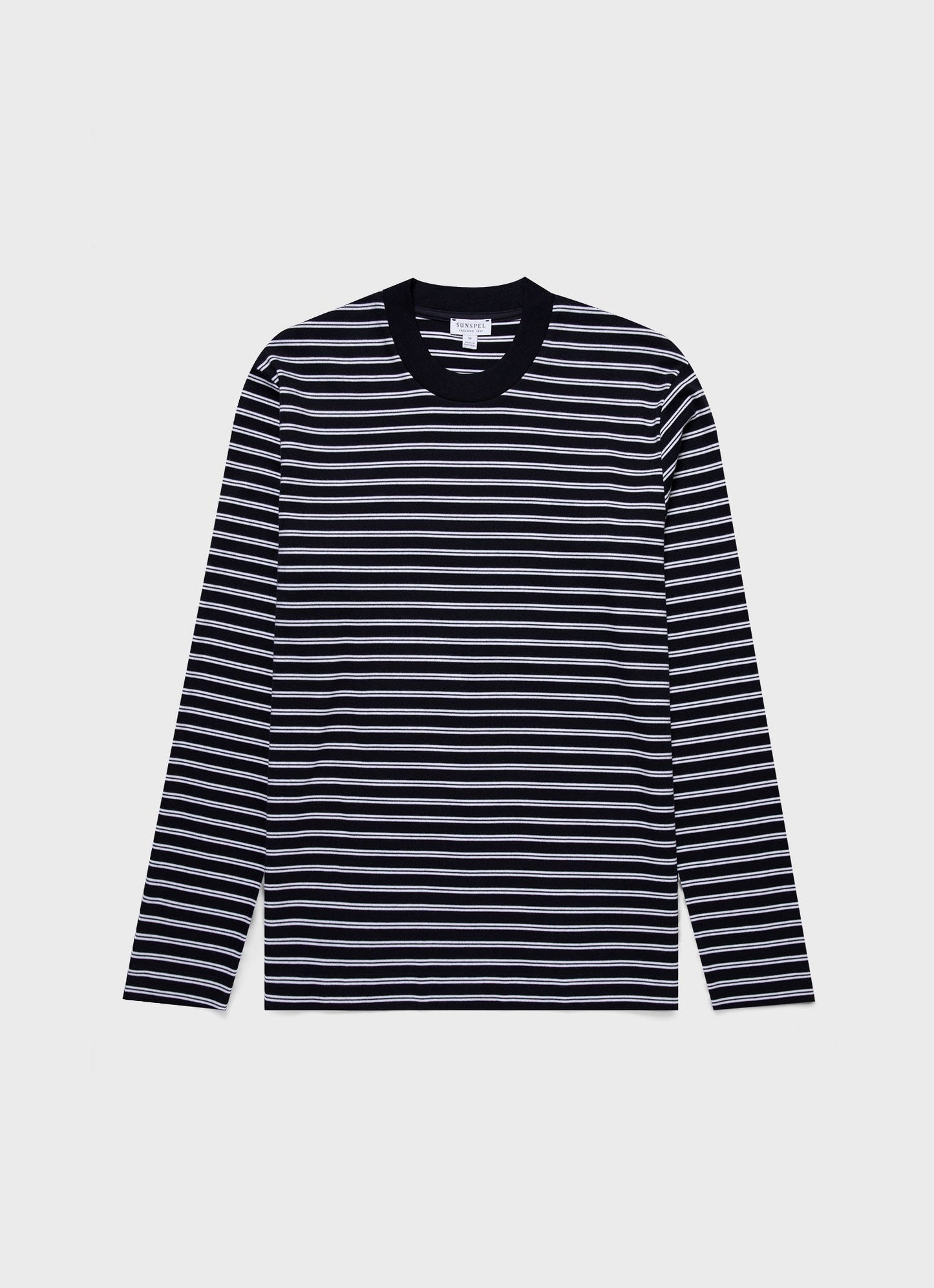 Mens Long Sleeve Heavyweight Tshirt In Navy White Mtsh0182Tls Stmu