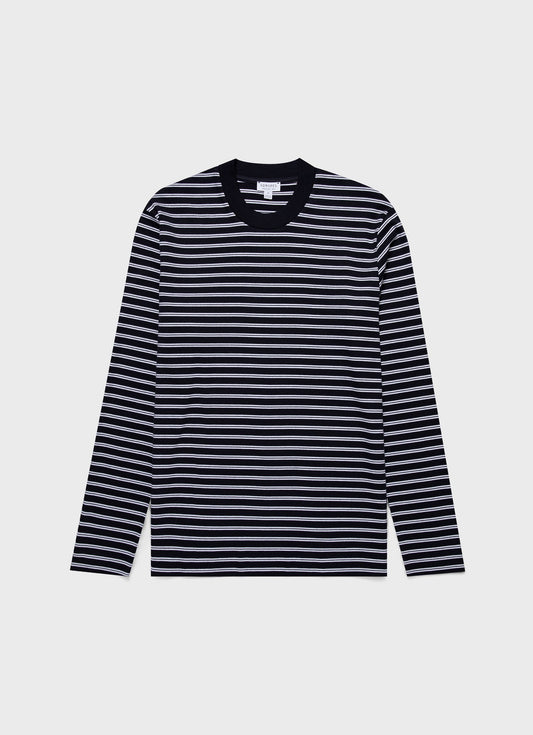 Mens Long Sleeve Heavyweight Tshirt In Navy White Mtsh0182Tls Stmu