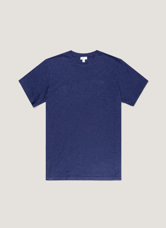 Mens Cotton Linen Tshirt In Ink Blue Mtsh0192 Buwx