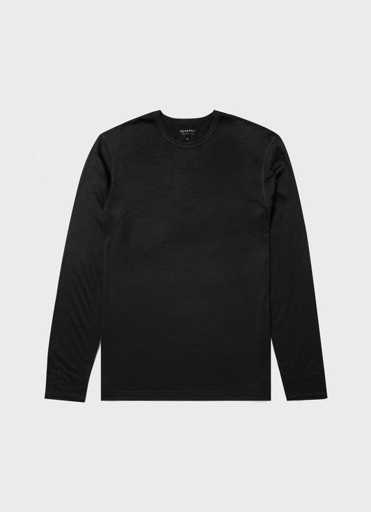 Mens Merino Long Sleeve Base Layer In Black Mtsh1569 Bkaa