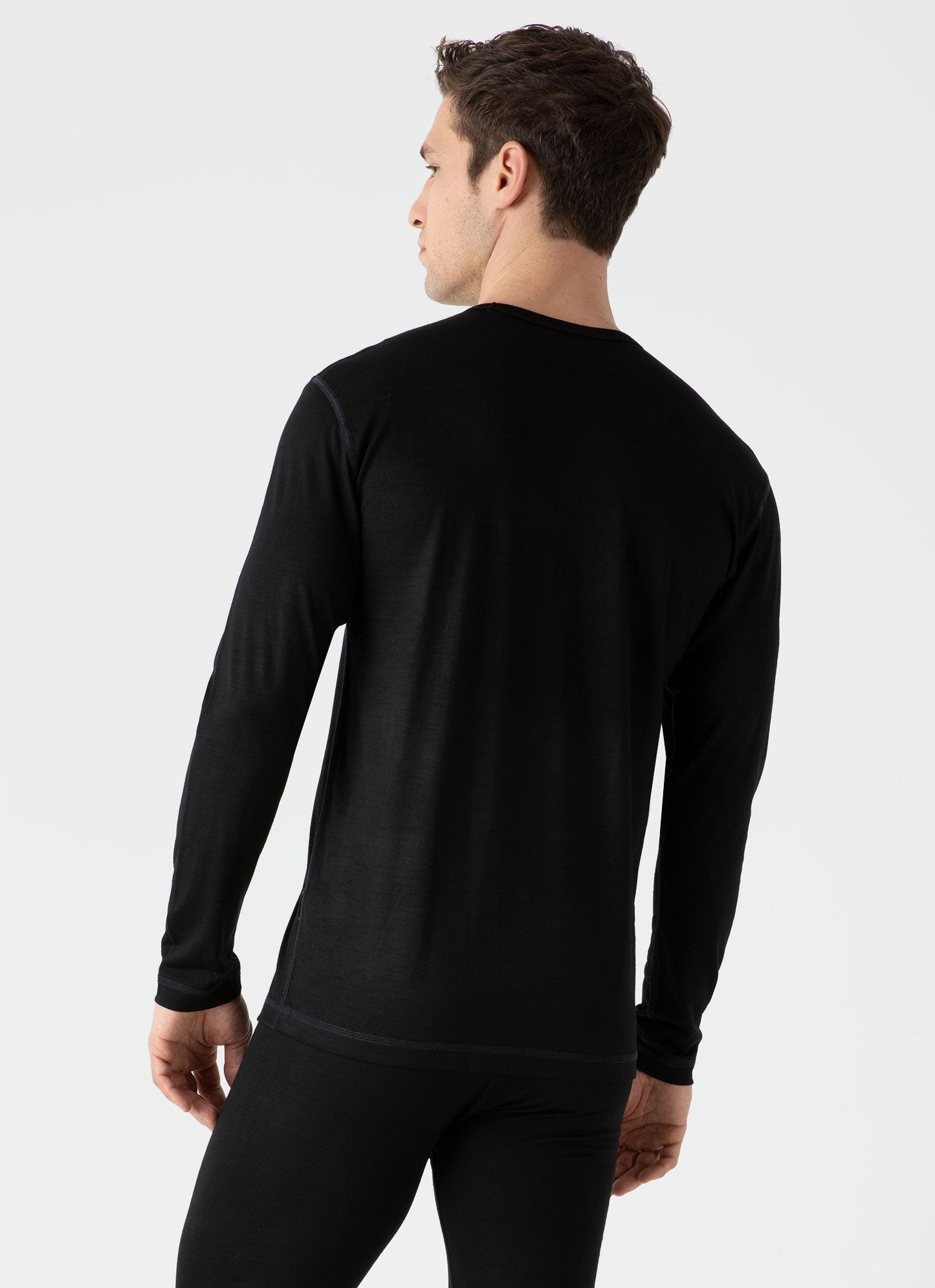 Mens Merino Long Sleeve Base Layer In Black Mtsh1569 Bkaa