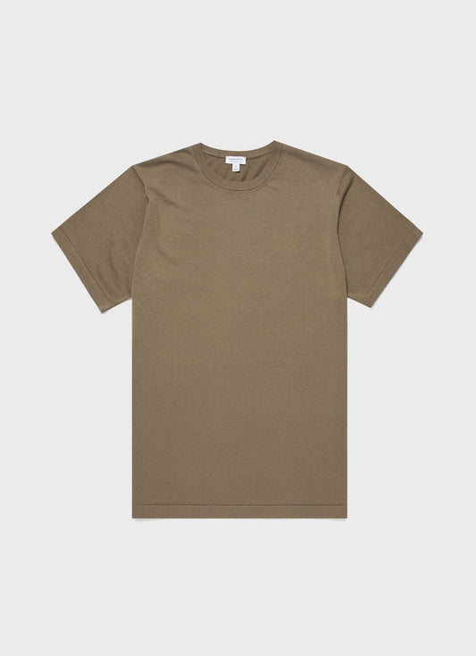 Mens Sea Island Cotton Knit Tshirt In Dark Stone Mtsh8278 Whdc