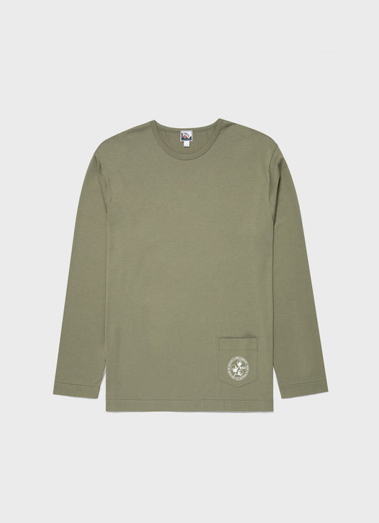 Mens Nigel Cabourn Long Sleeve Tshirt In Army Green Ncmtsh0172 Gnhj