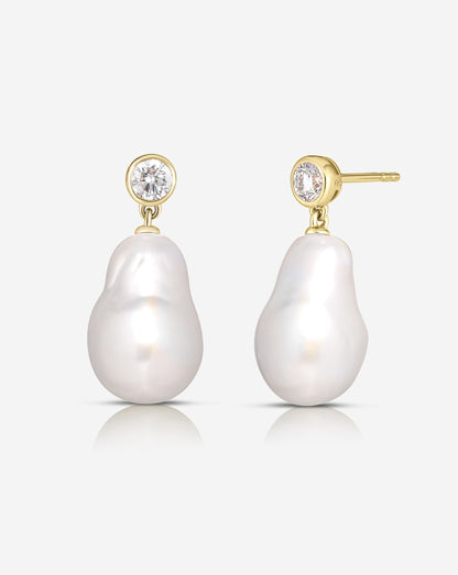 Baroque Pearl + Diamond Earrings