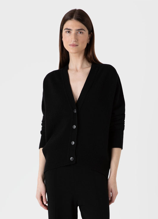 Womens Lambswool Cardigan In Black Wcar8183 Bkaa