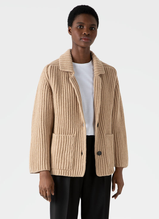 Womens Knitted Cardigan In Light Camel Wcar8189 Brat