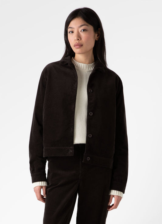 Womens Corduroy Boxy Jacket In Coffee Wjac7030 Bref