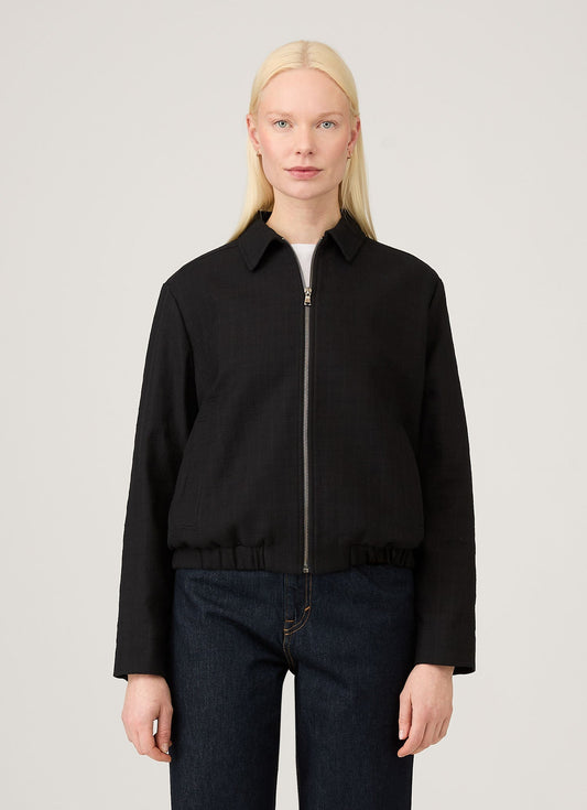Womens Cotton Raffia Bomber Jacket In Black Wjac7048 Bkaa