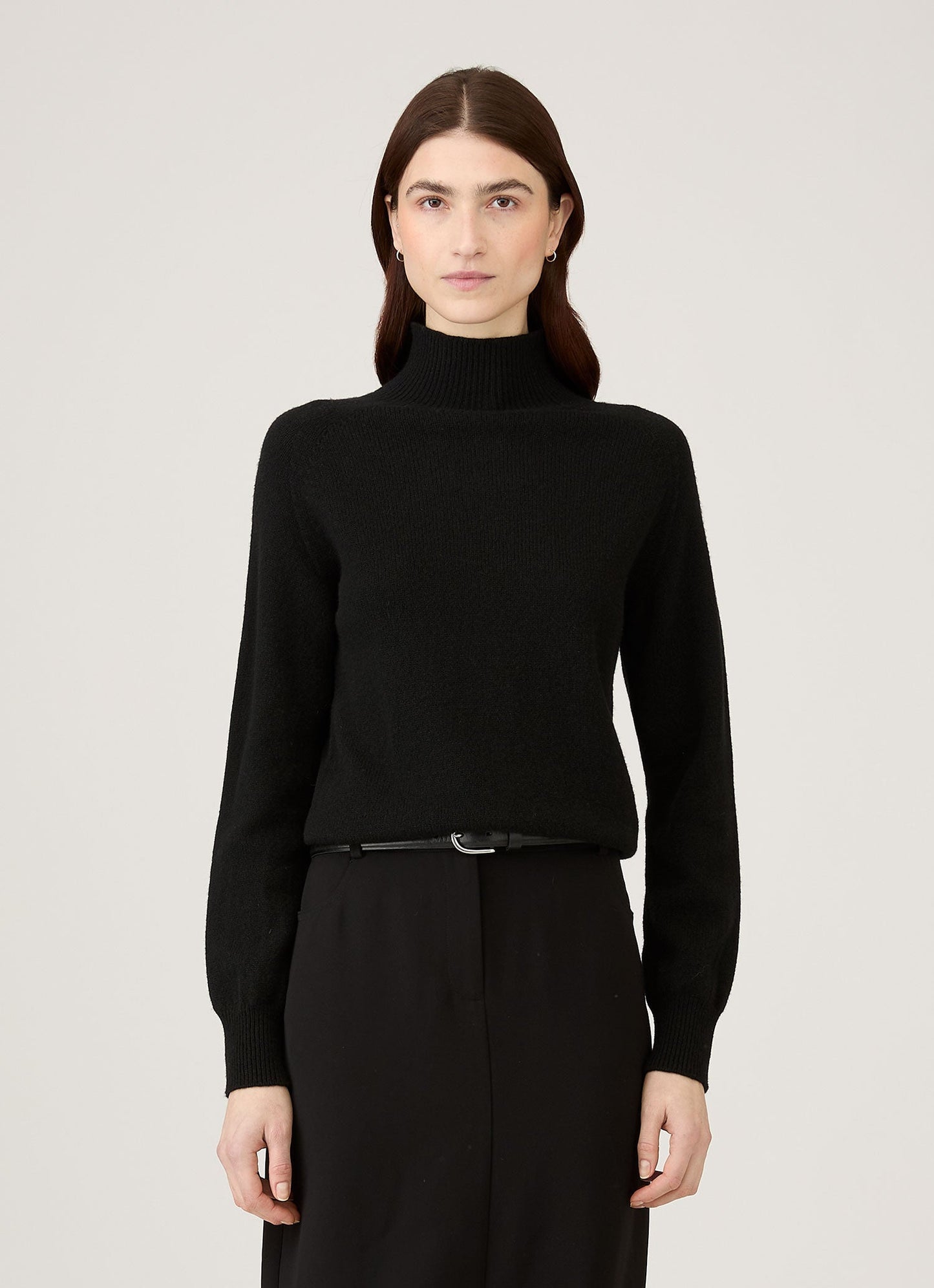 Womens Lambswool Funnel Neck Jumper Black
