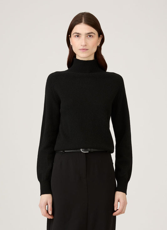 Womens Lambswool Funnel Neck Jumper Black