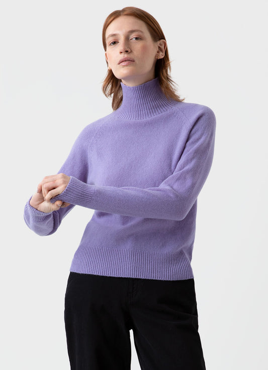 Womens Lambswool Funnel Neck Jumper In Heather Wjum8052 Prar