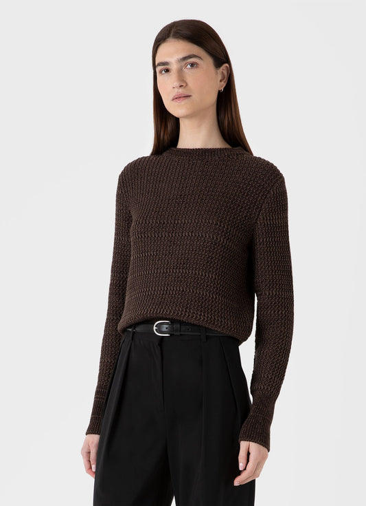 Womens Cotton Stitch Jumper In Coffee Twist Wjum8200 Bren