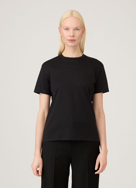 Womens Midweight Cotton Boy Fit Tshirt In Black 1