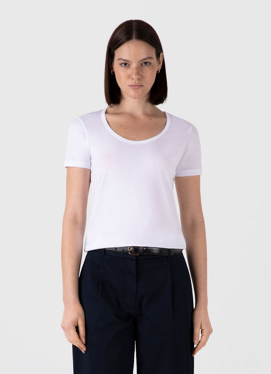 Womens Classic Scoop Neck T Shirt In White Wtsh0136 Whaa
