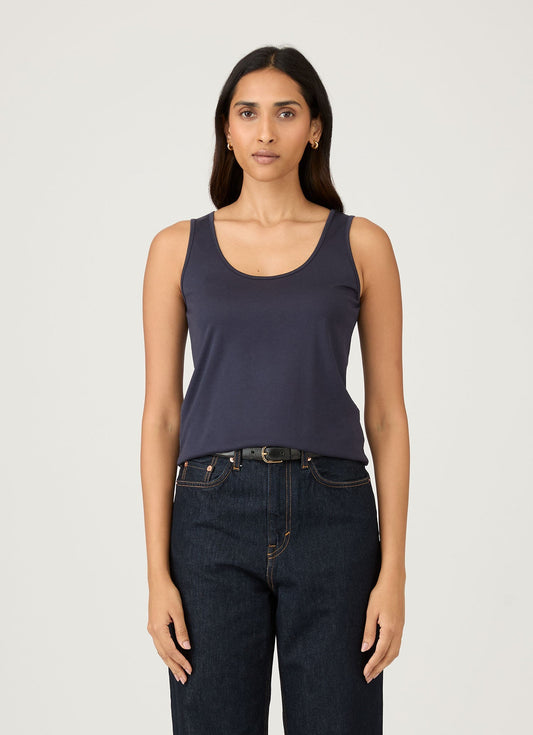 Womens Classic Cotton Vest In Navy